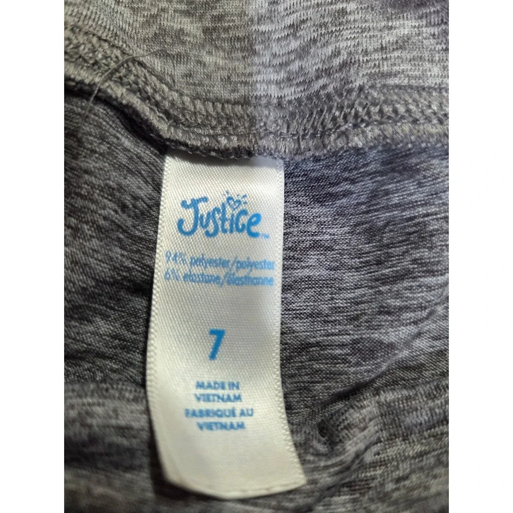 Justice Girls Gray Sparkle Logo‎ Leggings Size 7 Athletic Activewear Pants